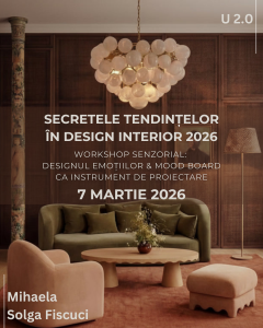 Workshop senzorial de design interior despre tendințele 2026, designul emoțiilor și mood board ca instrument de proiectare.